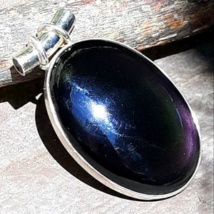 Black Obsidian Eye Silver Pendant
